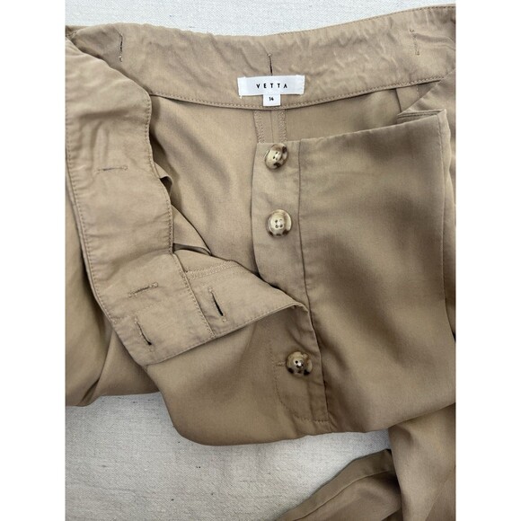 Vetta Capsule Women Beige Culotte Trouser Pants Size 14 Wide Leg Pleated Tencel - Picture 4 of 10